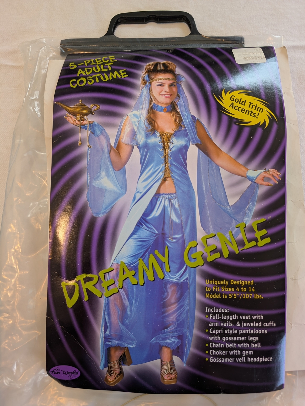 Women's Dreamy Genie Halloween Costume - Light Blue with Gold Trim